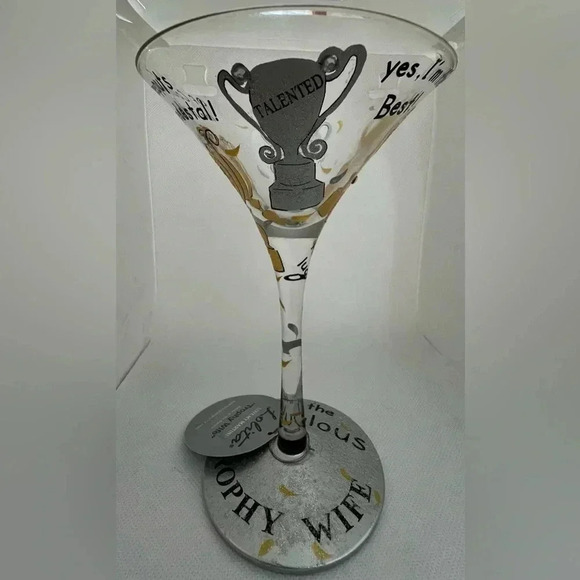 Santa Barbara Design Studio | Lolita “Trophy Wife” hand painted martini glass - Picture 2 of 16